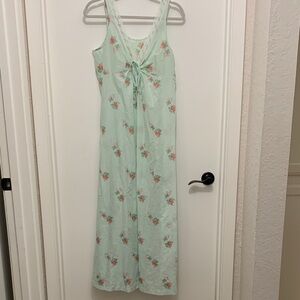 VINTAGE - Cotton Floral Mint Green Dress/gown